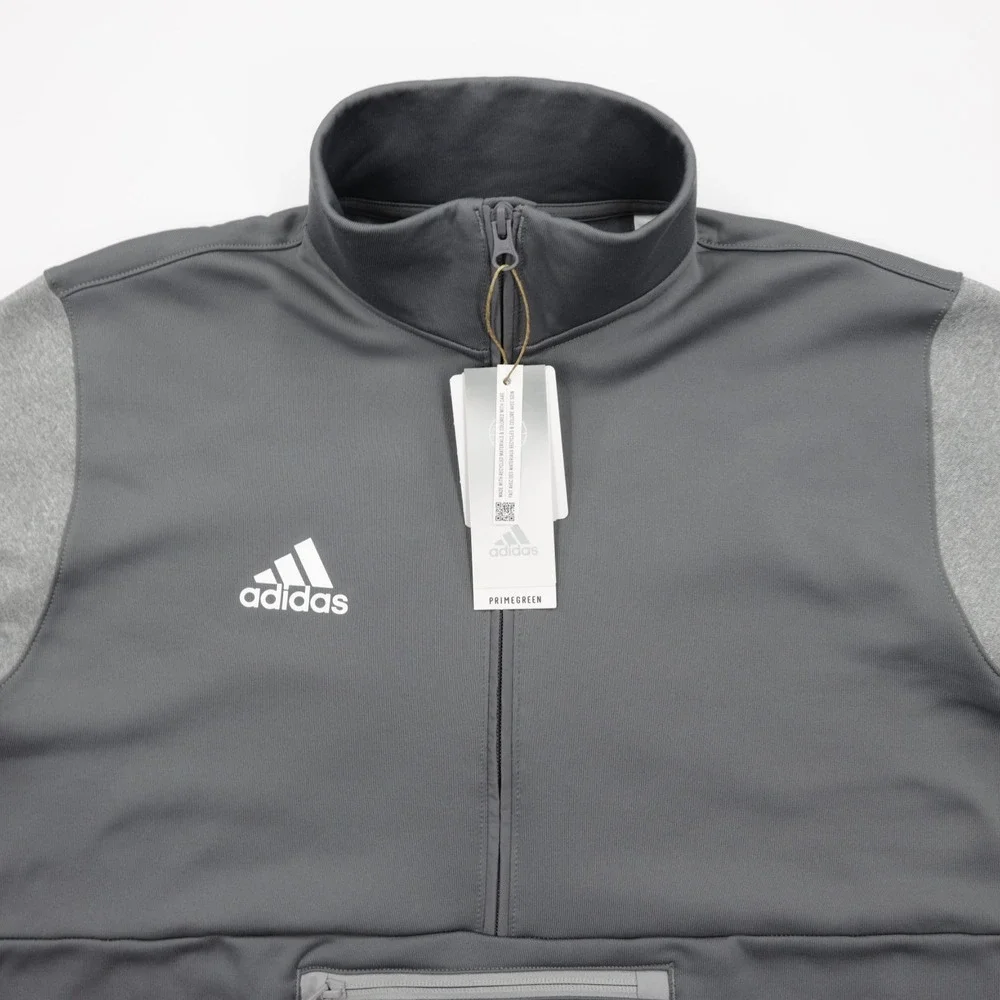 Adidas Men's Team Issue Half Zip Pocket Comfy Soft Fleece Sweatshirt Gray Size M